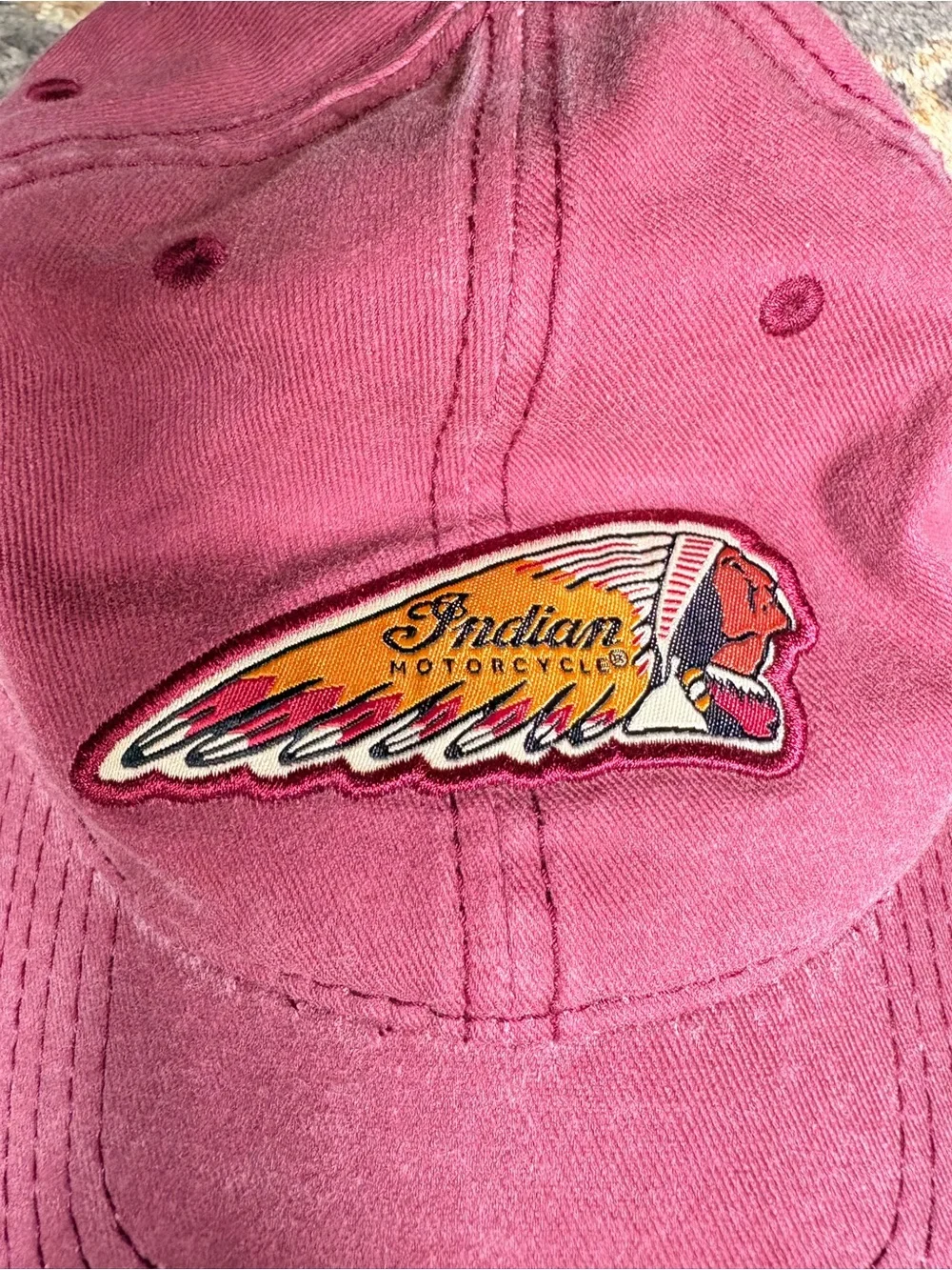 Indian Motorcycle Baseball Hat Cap Strap Back Red Patch Logo Mens One Size Biker
